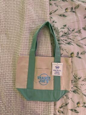 Trader Joe's Mini Pastel Canvas Tote Bag in Mint